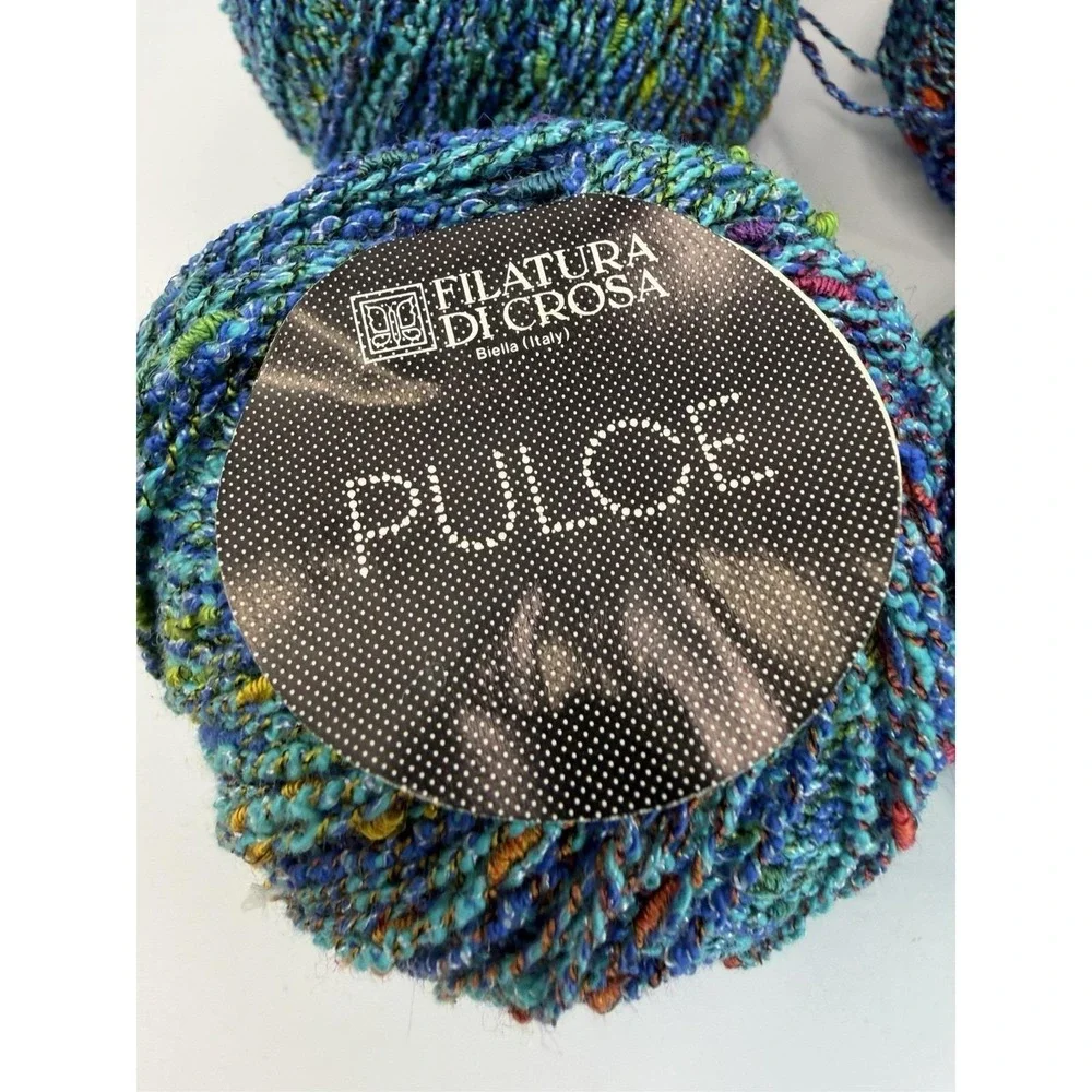 Filatura Di Crosa Yarn Pulce Cotton Nylon Acrylic Lot Of 7 Blues #2